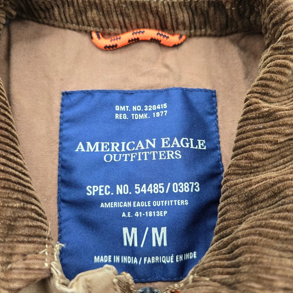 American Eagle Jacket Mens Medium Barn Coat Full Zip Utility Corduroy Collar Y2K